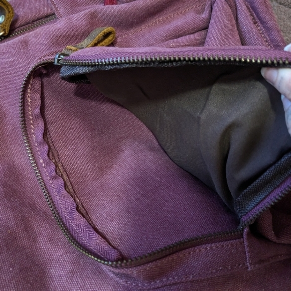 Vintage Brown and Purple Leather Backpack - Picture 4 of 6